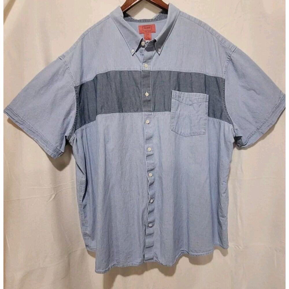 Foundry Button Down‎ Shirt Mens 4XL Blue Short Sleeve Woven Blue